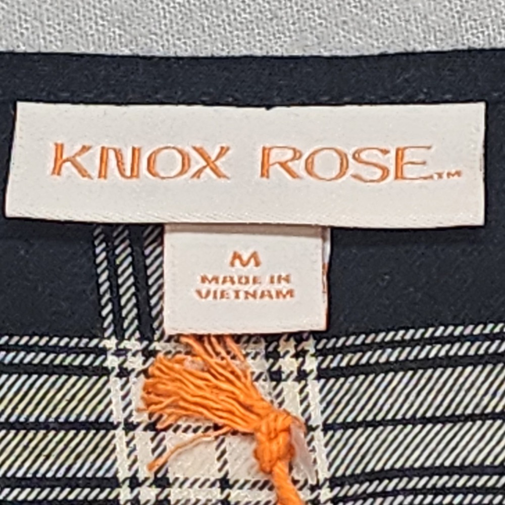 Knox Rose Black‎ & White Long Sleeve V-Neck Plaid Dress Women's Size M - NWT - Picture 5 of 6